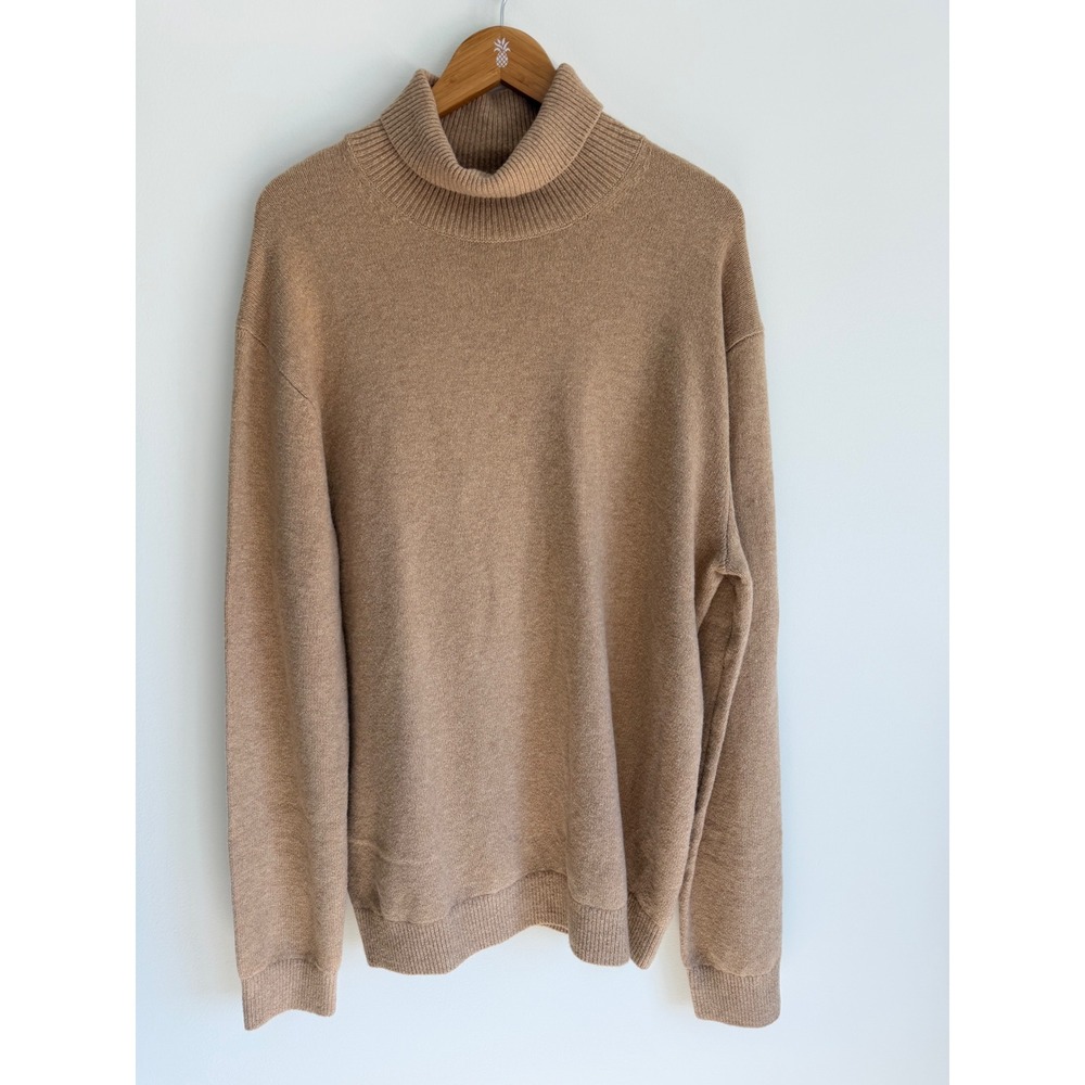 Gap Womens Textured Turtleneck Sweater Medium Tan Minimalist Preppy Boho Top